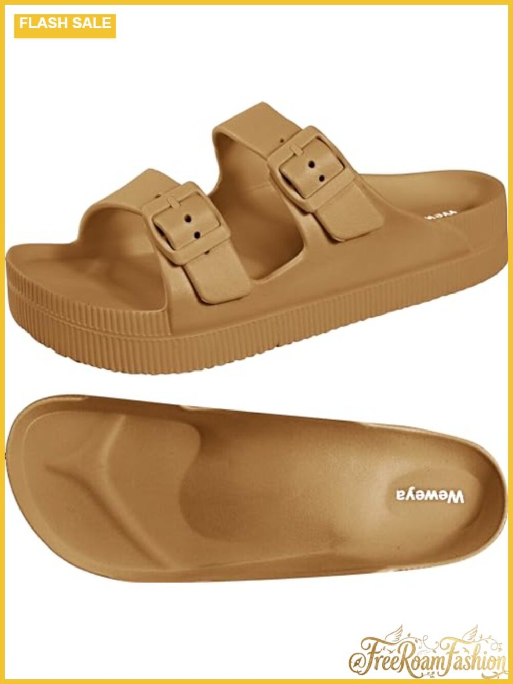 Platform Sandals with Arch Support Buckle Straps Slip On Slides